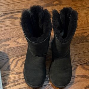 UGG Black Fur Bow Boots